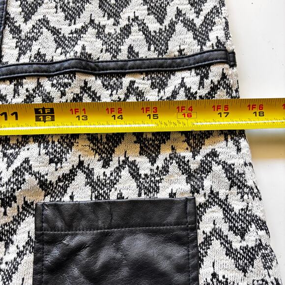 Anthropologie Postmark Sz S B&W Tunic Mid Mod 60s/70s Style Dress Vegan Leather - Picture 7 of 11